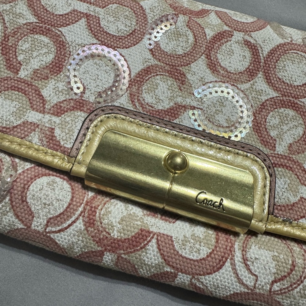 Coach Pink and Gold Clutch